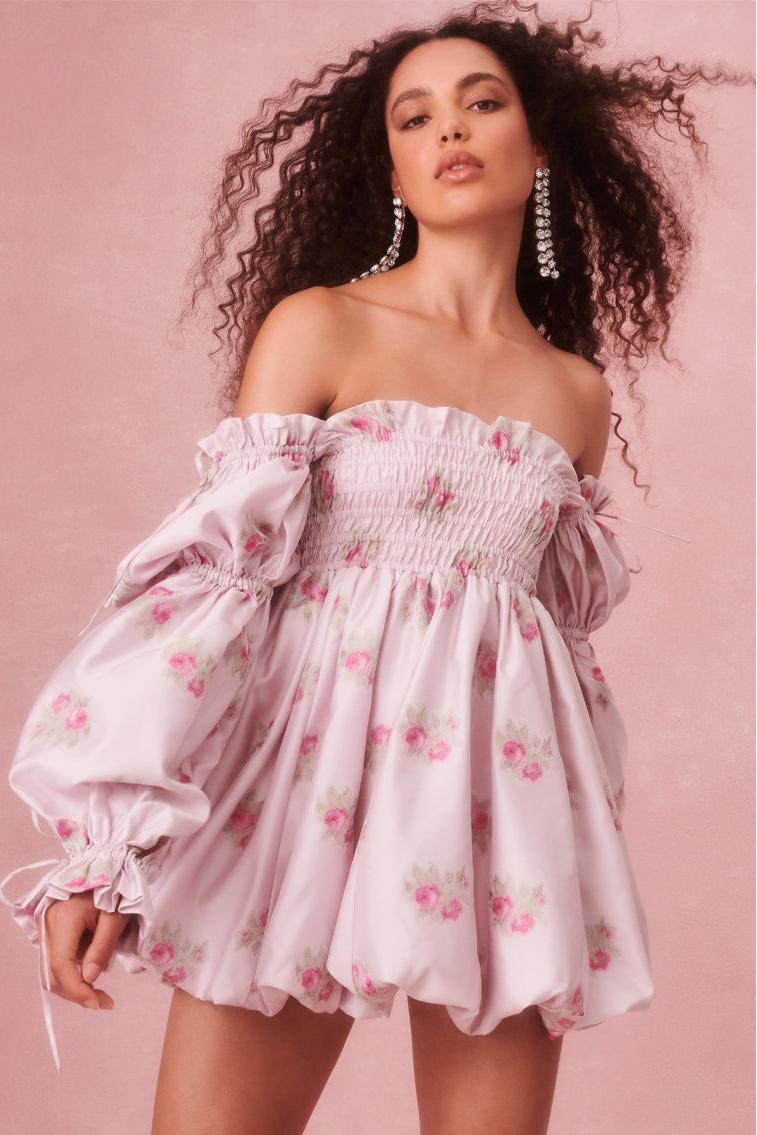 Smocking Lace Up Mini Dress