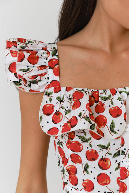 Frill Square Collar Midi Dress