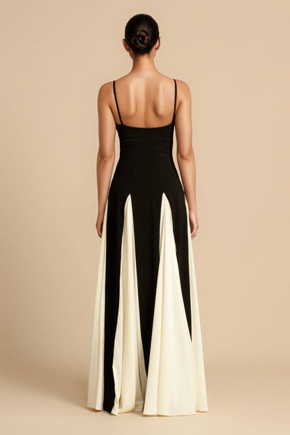 Galatea Contrast Color Sweetheart Neck Sleeveless Midi Dress