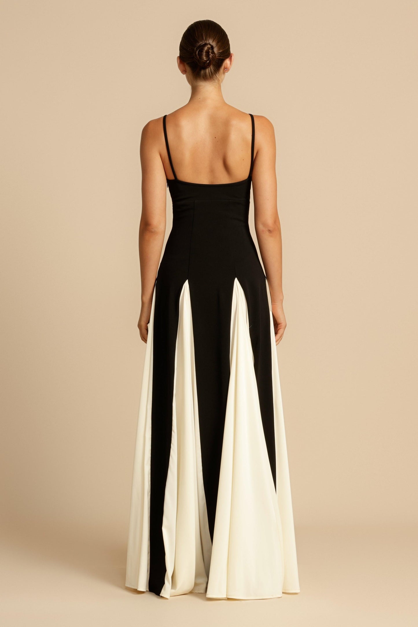 Contrast Color Sweetheart Neck Sleeveless Midi Dress