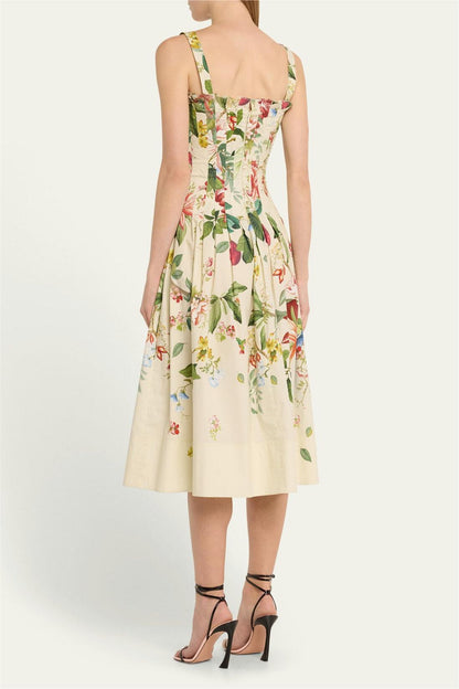 Cotton Pleated Midi Dress