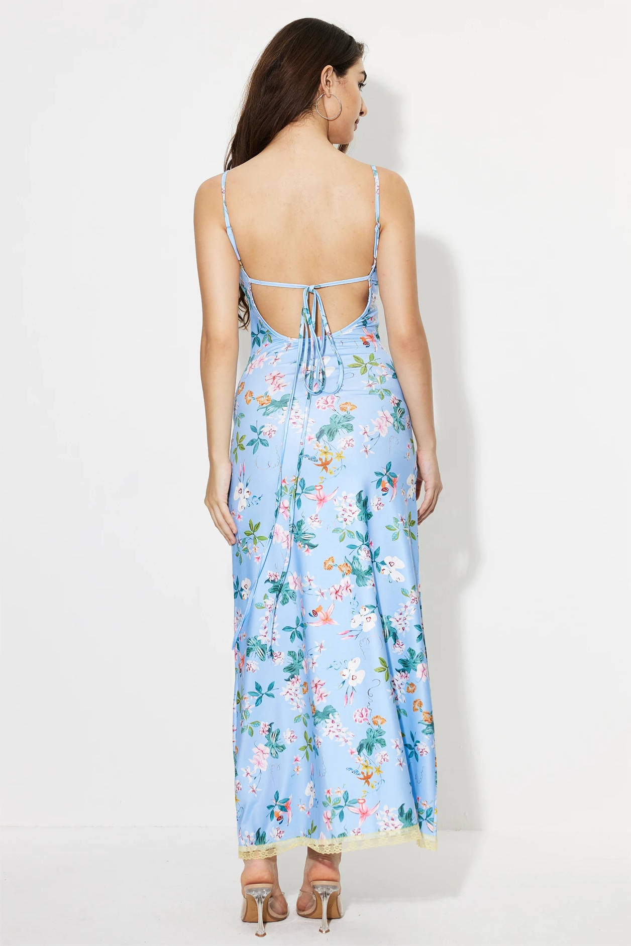 Lace Sleeveless V-neck Midi Dress