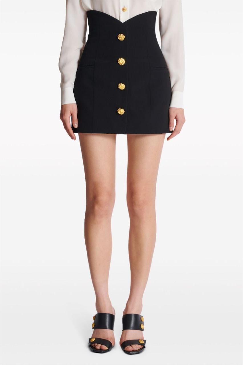 Metal Bottom High Waist Mini Skirt