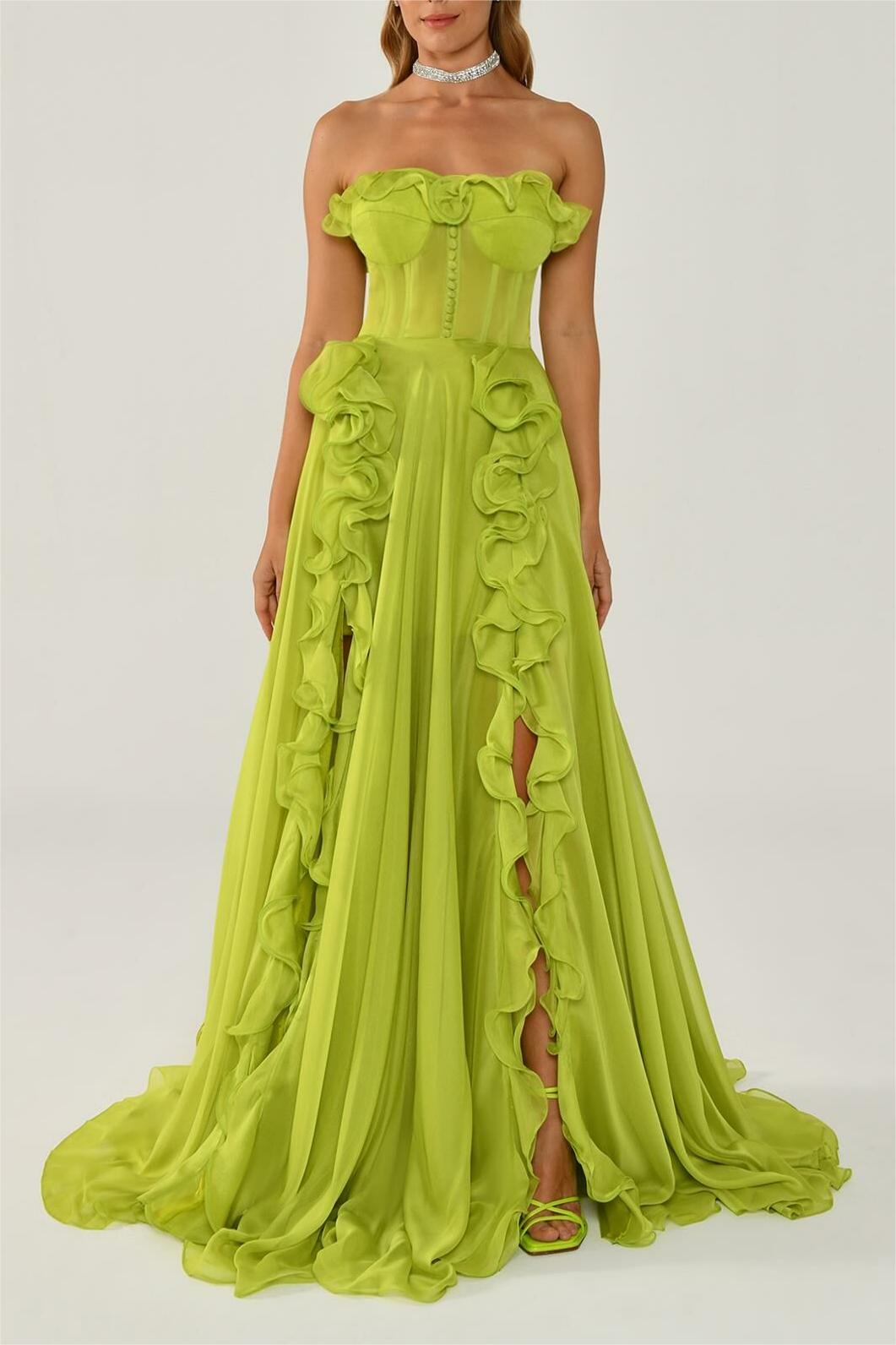 Frill Sweetheart Neck Sleeveless Maxi Dress