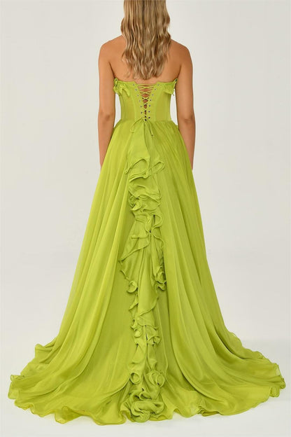 Frill Sweetheart Neck Sleeveless Maxi Dress