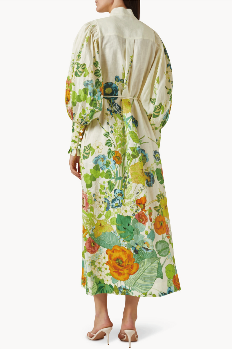 Lantern Sleeve Bottom Midi Dress