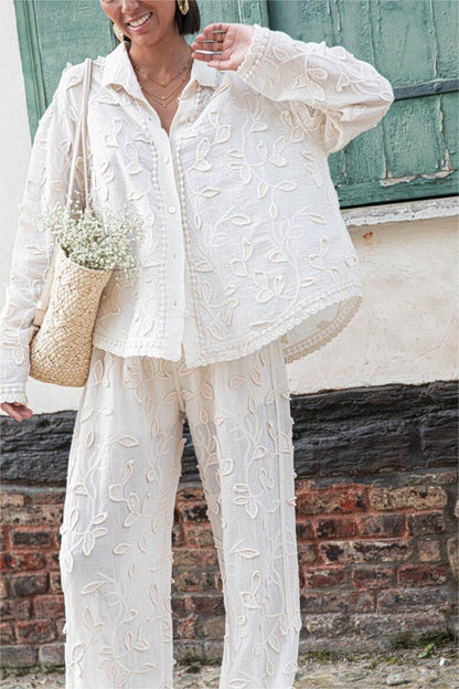 Embroidered Long Sleeve Shirt & Embroidered Pants Set