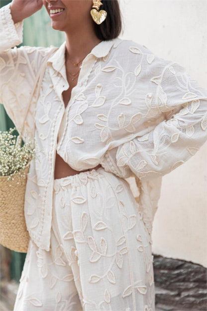 Embroidered Long Sleeve Shirt & Embroidered Pants Set