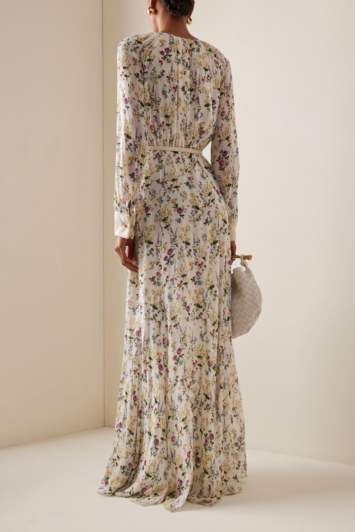 Pleat Round Neck Maxi Dress With Belt