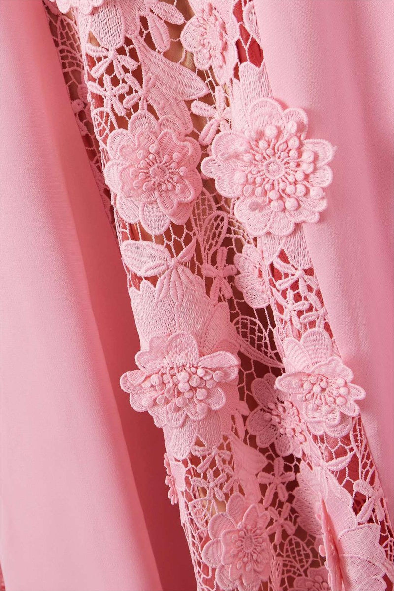 Embroidered Ball Sleeve Maxi Dress