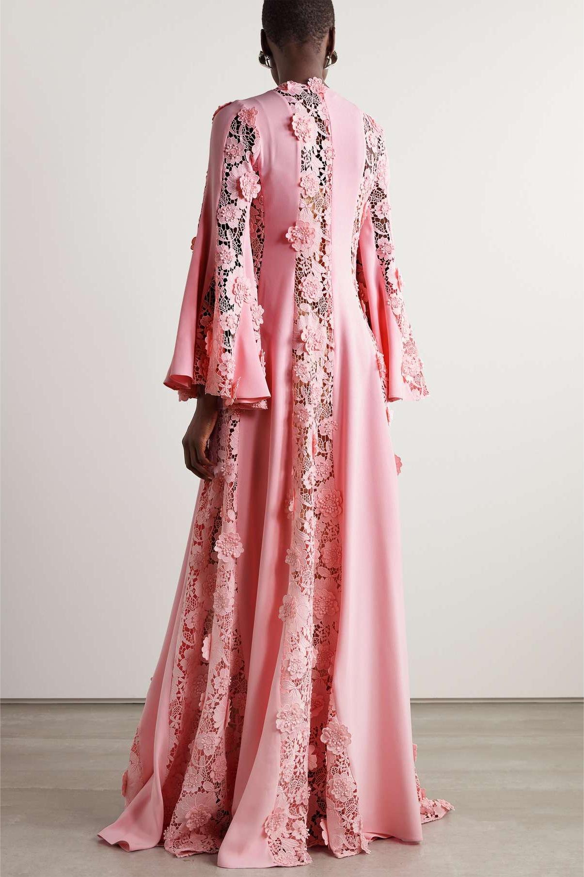 Embroidered Ball Sleeve Maxi Dress
