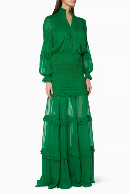 Chiffon Smocking Maxi Dress