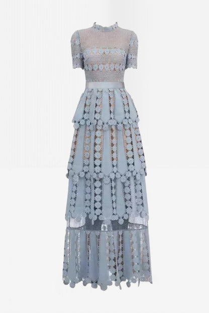 Lace Short Sleeve Midi Dress
