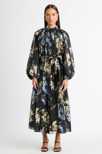 Lantern Sleeve Bottom Midi Dress