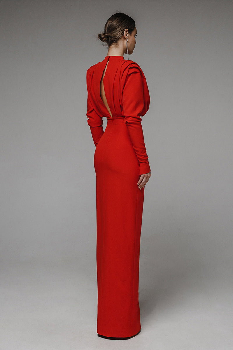 High Split Long Sleeve Midi Dress