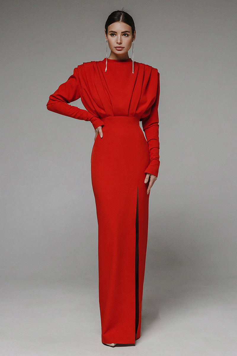 High Split Long Sleeve Midi Dress