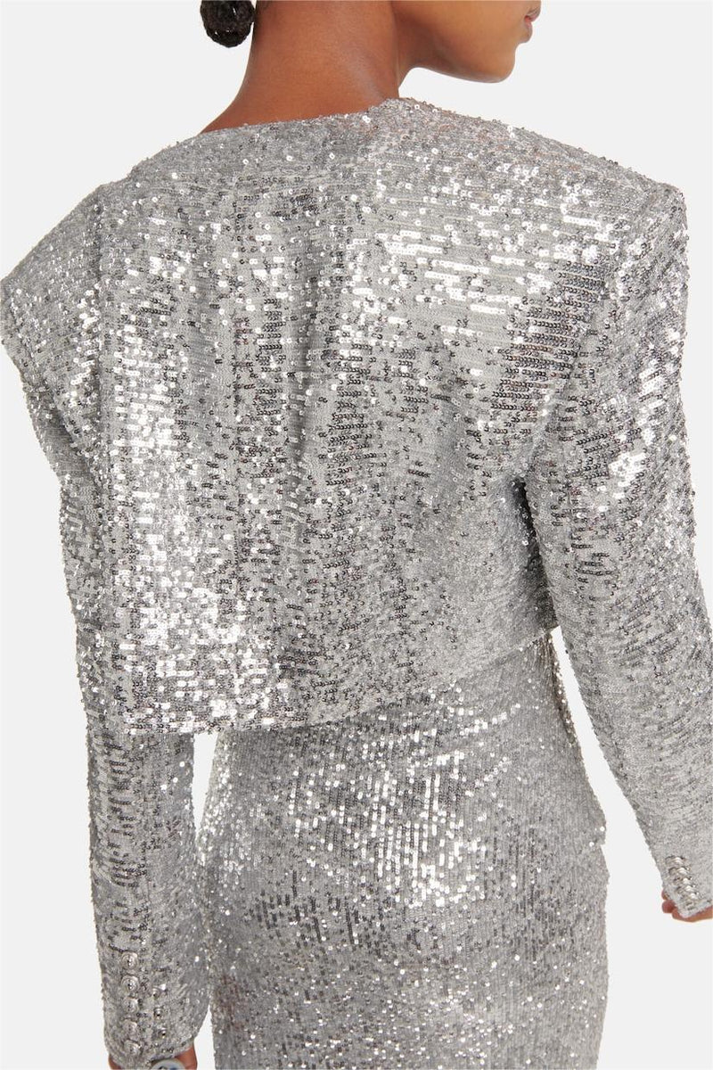 Sequin Sleeveless Midi Dress �?sequin Long Sleeve Blazer Set