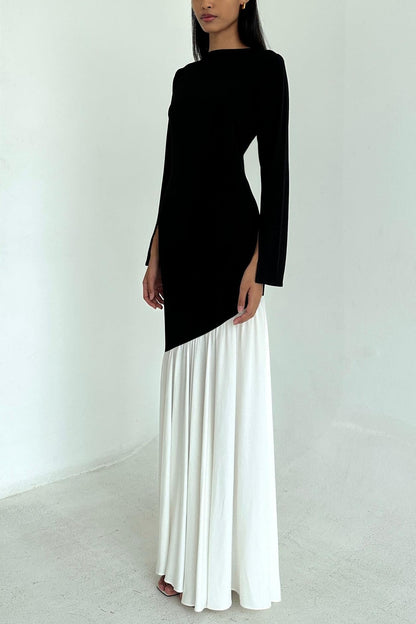 Jersey Contrast Color Midi Dress