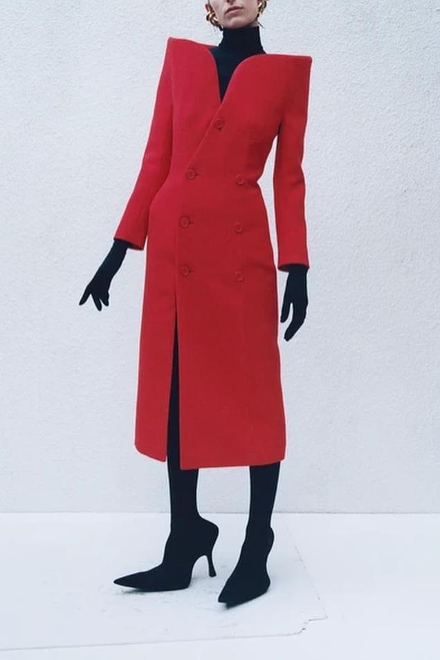 Stand Collar Long Sleeve Midi Coat