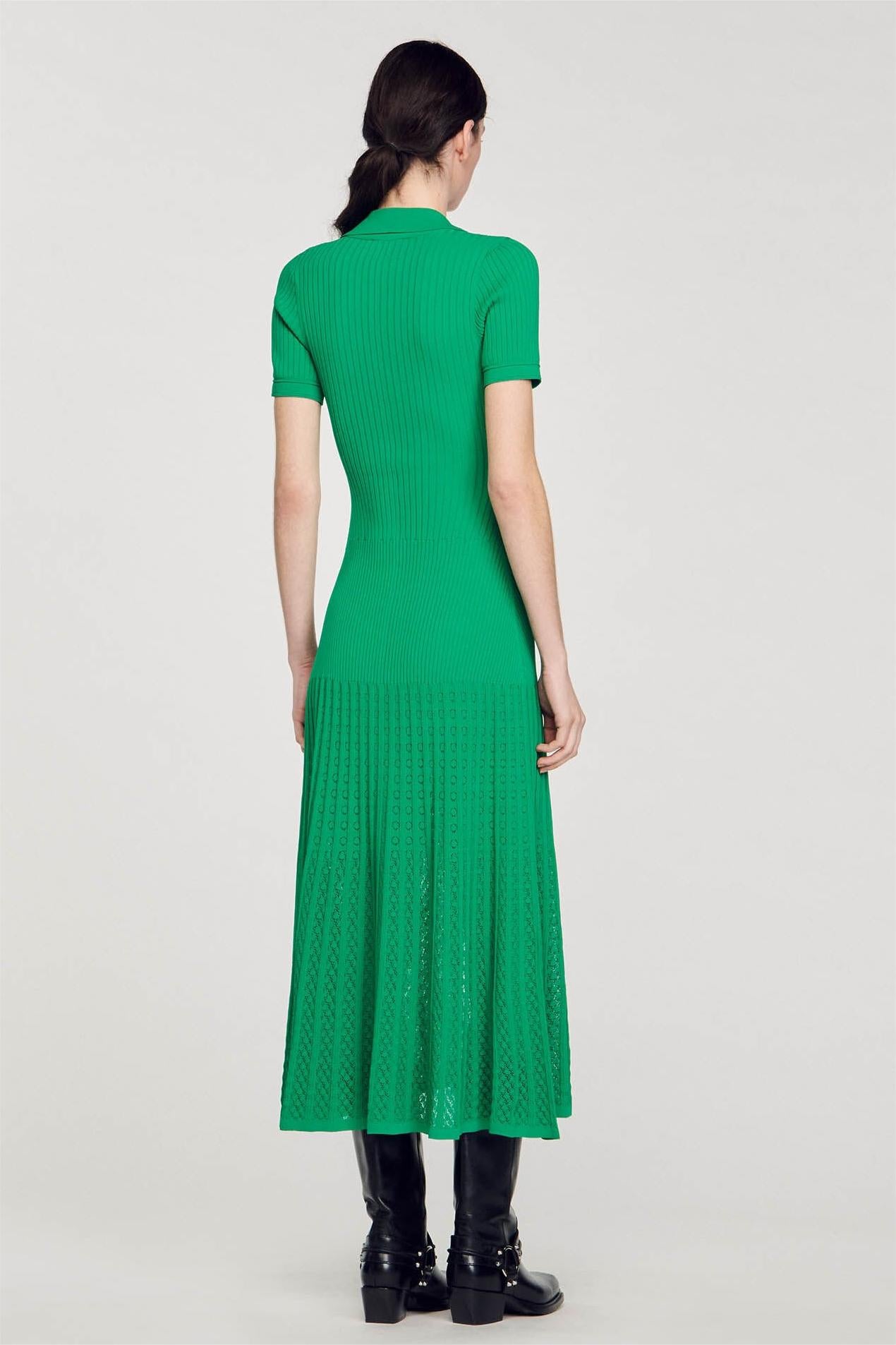 Jersey Flapped Metal Button Midi Dress