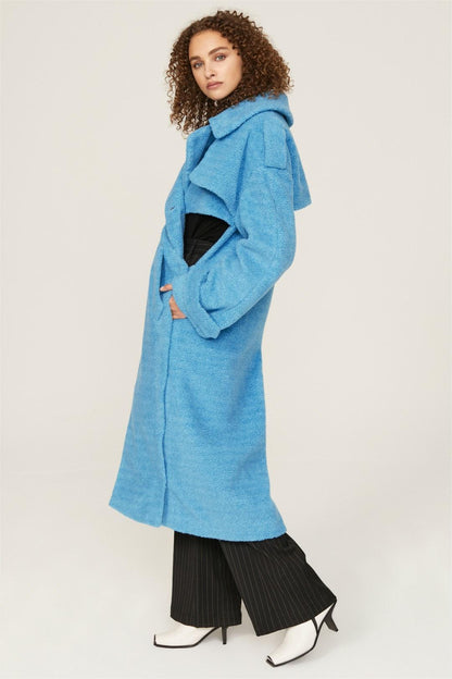 Granular Fleece Fabric Cut-out Midi Coat