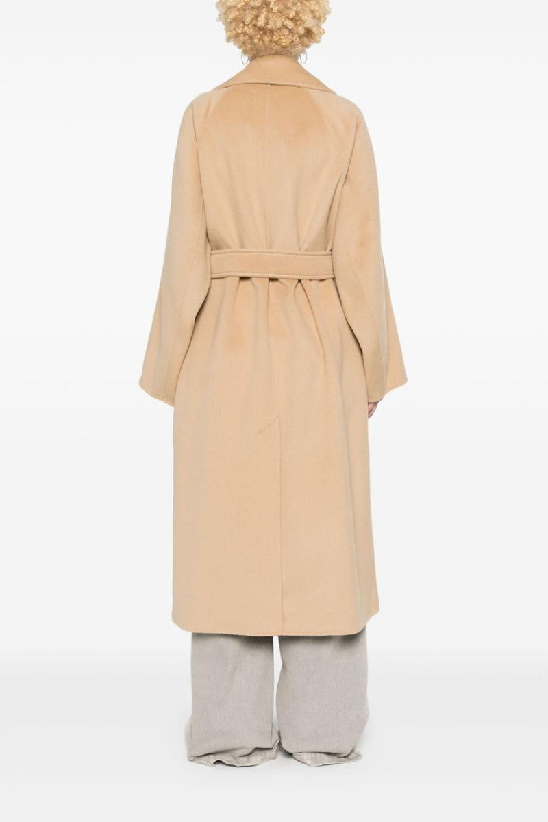 Camel Raglan Sleeve Woolen Coat With Belt
