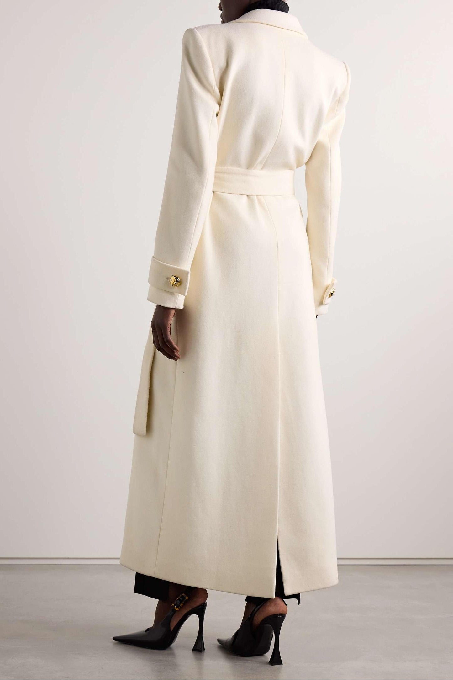 Metal Button Woolen Long Sleeve Coat