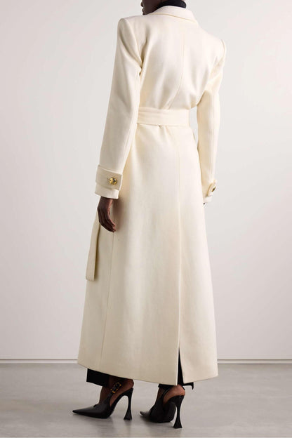 Metal Button Woolen Long Sleeve Coat
