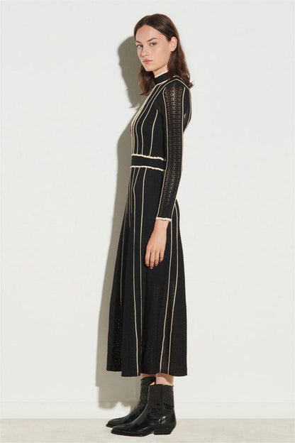Jersey Stripe Long Sleeve Midi Dress