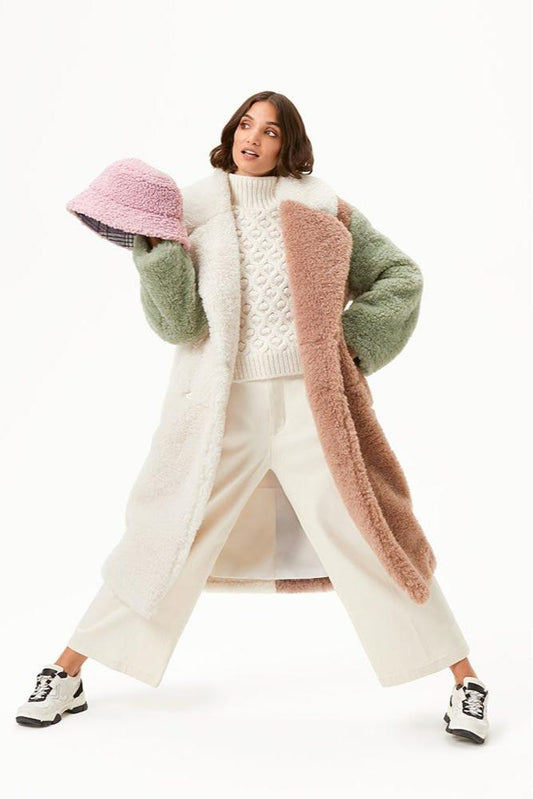 Long Sleeve Splicing Faux Fur Fabric Coat
