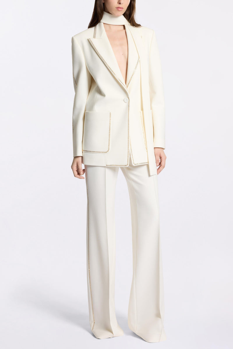 Rhinestone Pocket Blazer & High Waist Pants