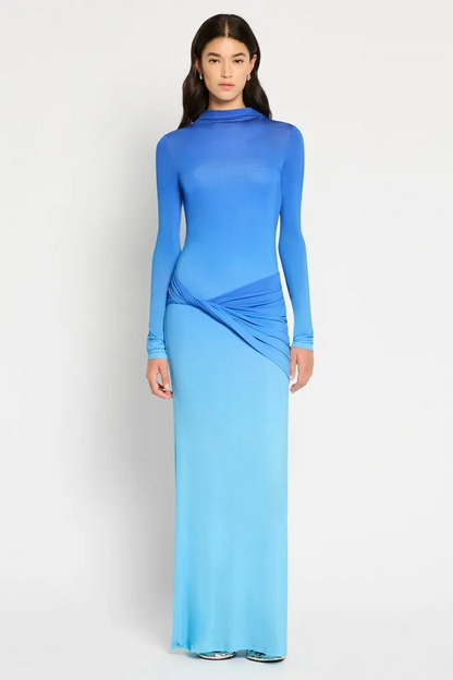 Knotted Graduated Color Midi Dress