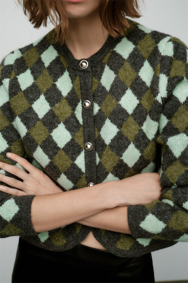 Diamond-type Lattice Long Sleeve Cardigan