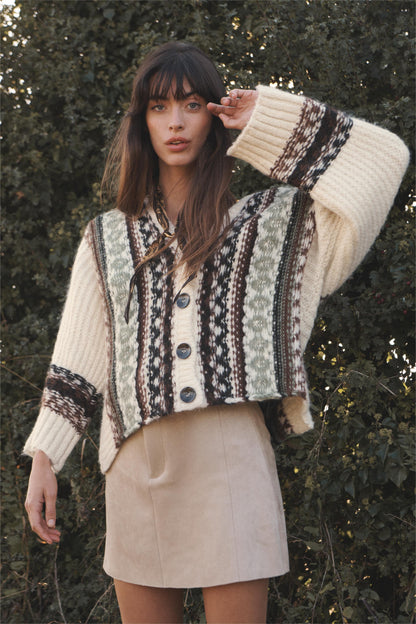 Knit Stripe Long Sleeve Cardigan
