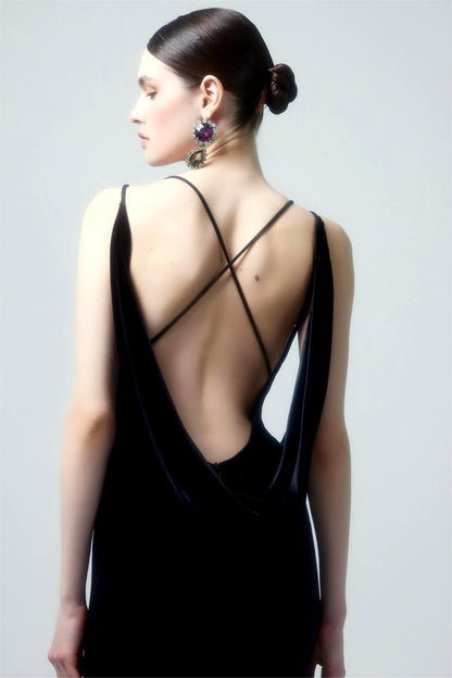 3d Velvet Sleeveless Maxi Dress