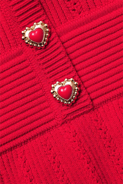 Knit Metal Button Long Sleeve Mini Dress
