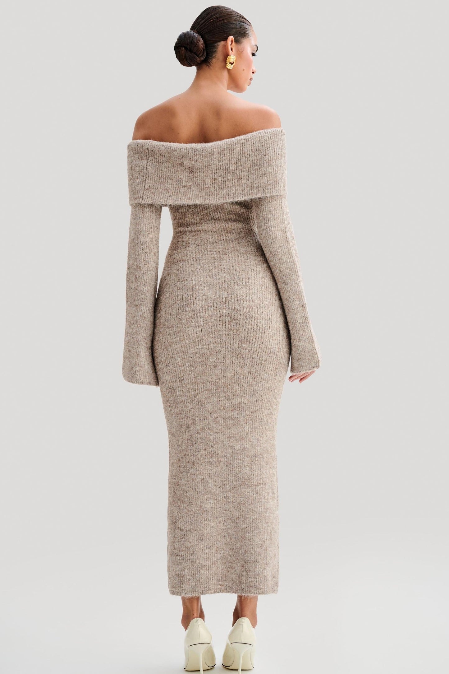 Knit Off-shoulder Midi Dress