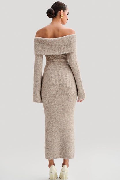 Knit Off-shoulder Midi Dress