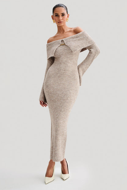 Knit Off-shoulder Midi Dress