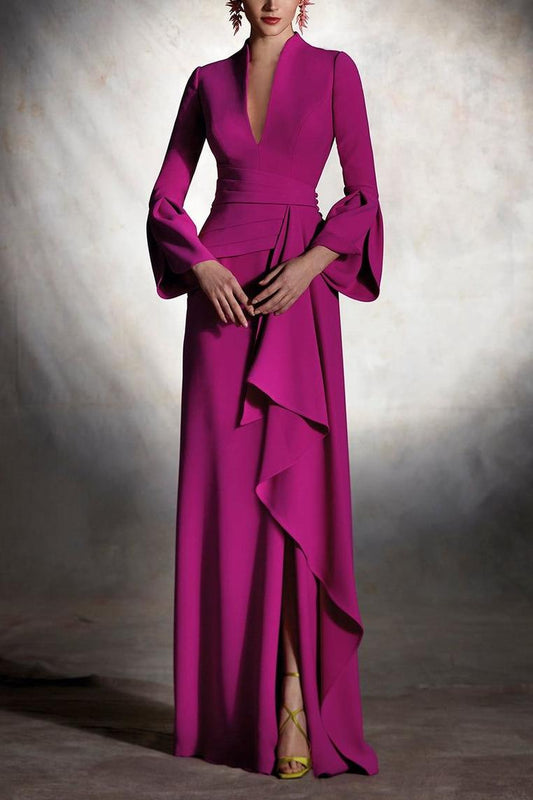 Pleated Split Midi Dress