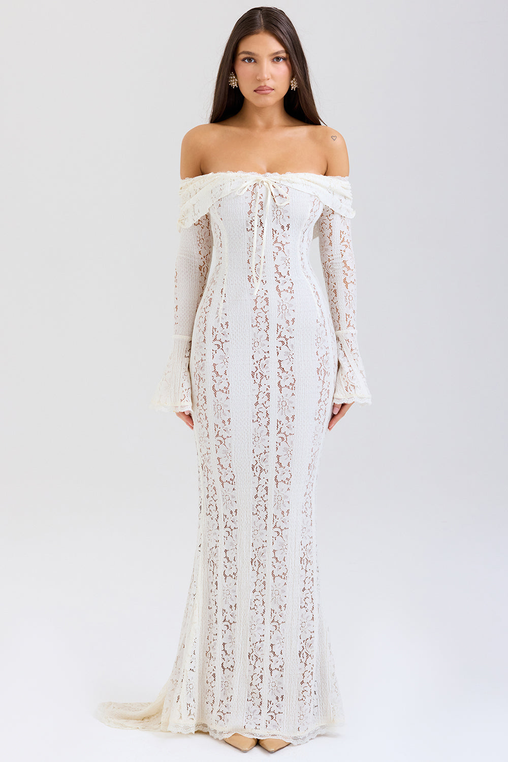 Lace Off-shoulder Midi Dress