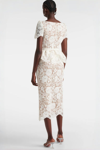 Quin Lace Rhinestone Bottom Midi Dress