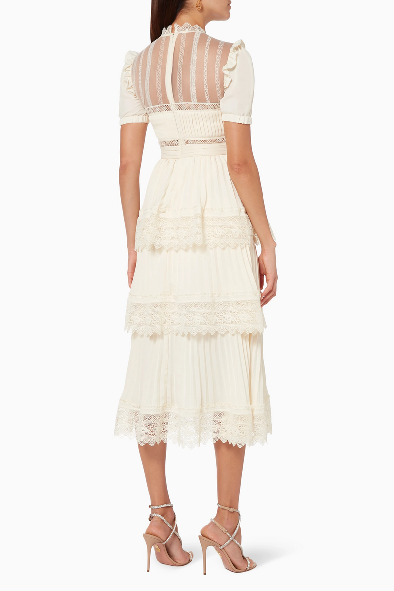 Lace Ruffle Midi Dress