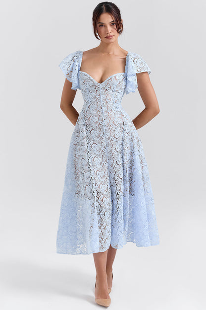 Lace Sweetheart Neck Midi Dress
