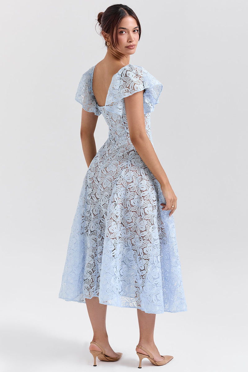 Lace Sweetheart Neck Midi Dress
