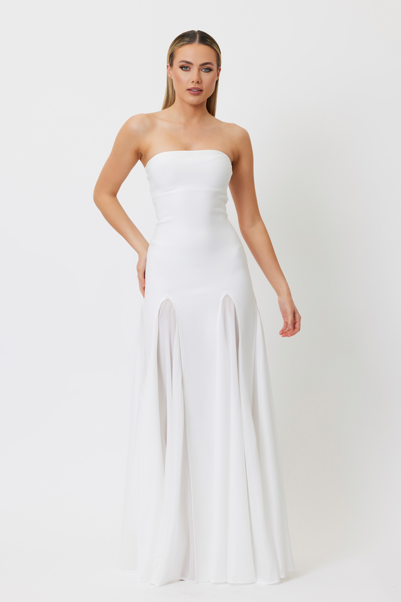 Off-shoulder Mesh Maxi Dress
