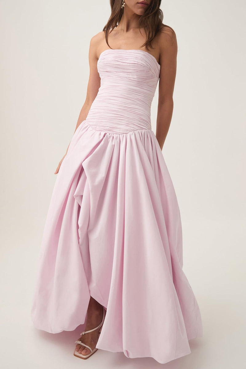 Off-shoulder Pleat Split Maxi Dress