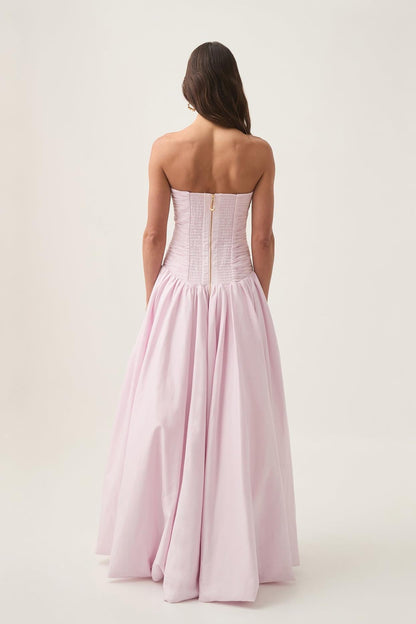 Off-shoulder Pleat Split Maxi Dress