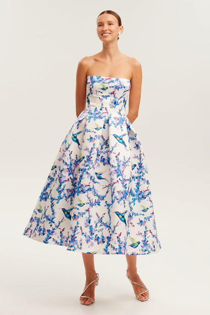 Off-shoulder Lace Up Midi Dress