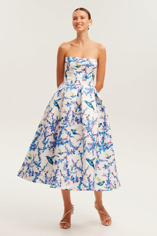 Off-shoulder Lace Up Midi Dress